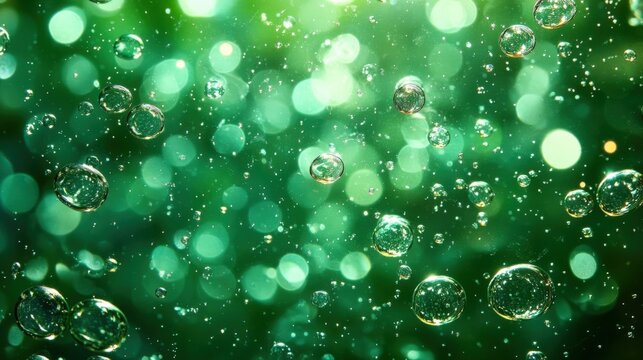 Bubbles in Enchanting Green Depths