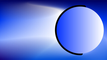 Light blue circle with dark outline over bright sky blue background
