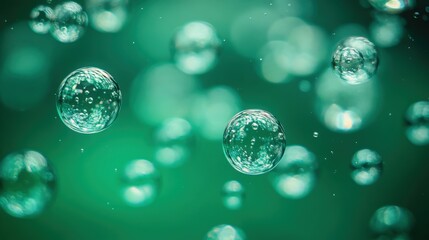 Mesmerizing Bubbles in Soft Green Background