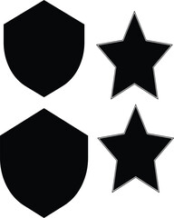 Black and White Star and Shield Symbol.