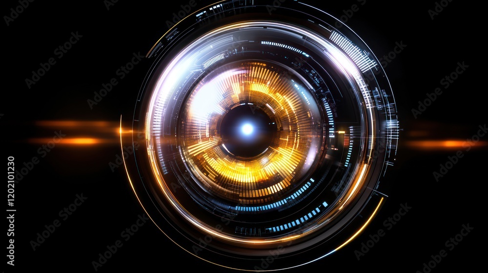 Poster dynamic futuristic lens effect digital space graphic design abstract close-up technology
