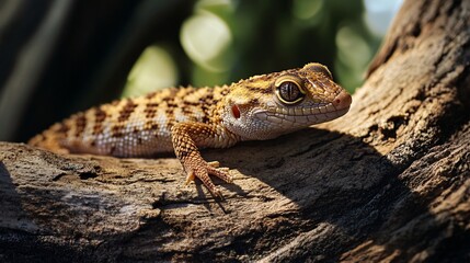 Naklejka premium Rough knob-tailed gecko resting on branch in natural habitat