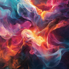 Fototapeta premium vibrant digital artwork depicting swirling, colorful abstract forms that evoke sense of love and energy. dynamic composition features blend of warm and cool hues, creating mesmerizing visual