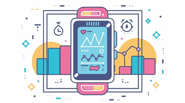 Fitness Activity Tracker with Exercise Monitor Line Art