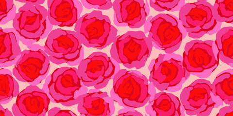 Hand drawn roses seamless pattern. Vintage flowers vector. Romantic floral background for fabric, textiles, clothing, wallpaper, wall art, wrapping paper, packaging, cover, poster, banner, home decor.