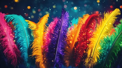 Fototapeta premium Colorful carnival feathers as a carnival decoration