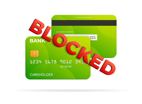 Credit bank card blocked, vector illustration. 