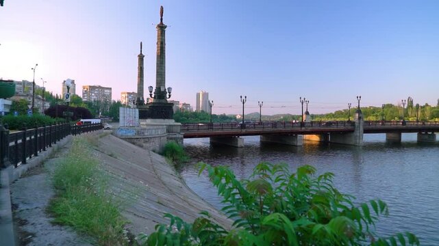 Donetsk city view of Ilyich Bridge