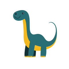 Naklejka premium A simple cartoon illustration of a happy teal dinosaur with yellow accents.