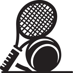 Tennis rackets and a ball Tennis and ball icon in fashionable flat style