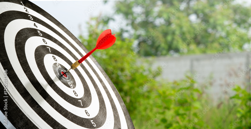 Aufkleber red dart with target for copy space background