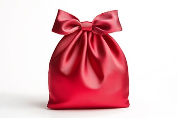 red bag for gift with gold ribbon