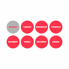 Colorful Flat Design Icons Representing the Days of the Week