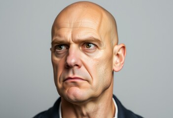 Obraz premium Bald man with stern expression