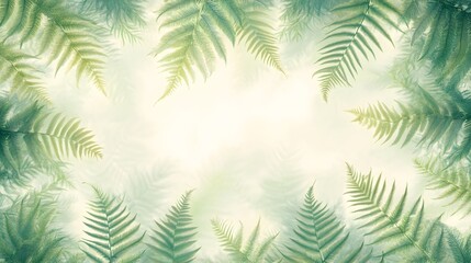Delicate Fern Fronds Frame A Soft Green Background
