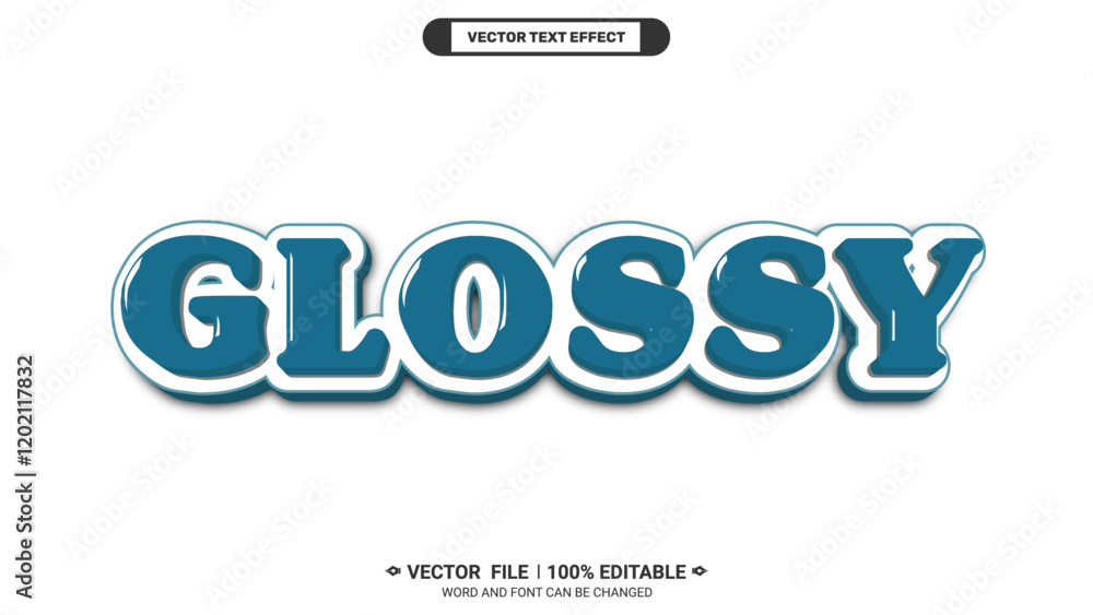 Poster glossy shiny style 3d editable vector text effect