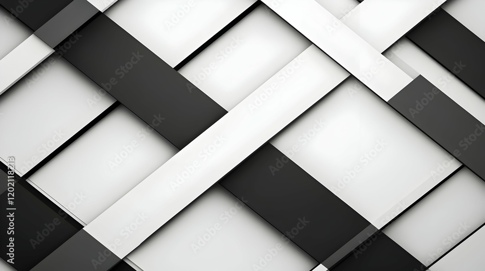 Poster a clean monochrome abstract background with sharp black and white lines crossing over soft gray grad