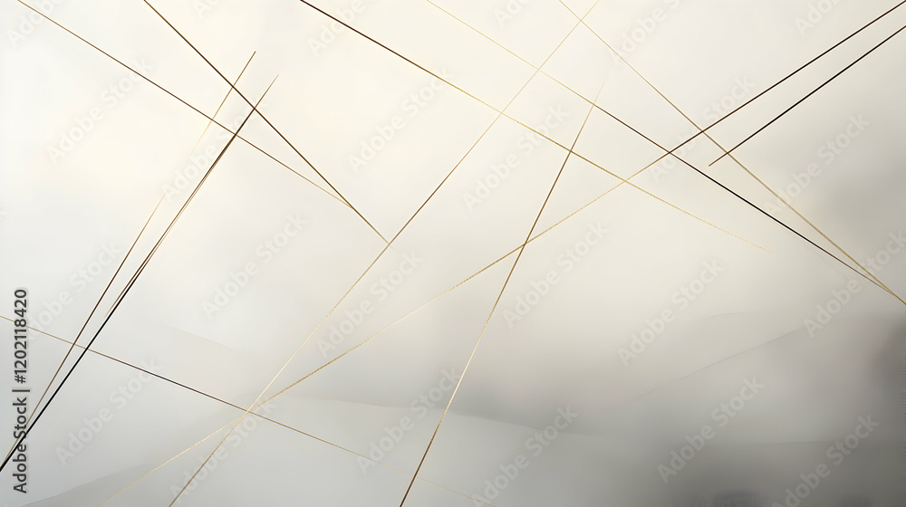 Poster a soft gray-to-white gradient with thin intersecting geometric lines in muted gold, forming a minima