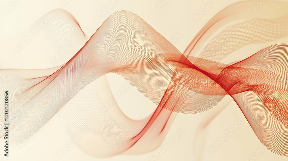 Poster abstract wavy lines in a single bold color over a soft beige background, creating a clean and modern
