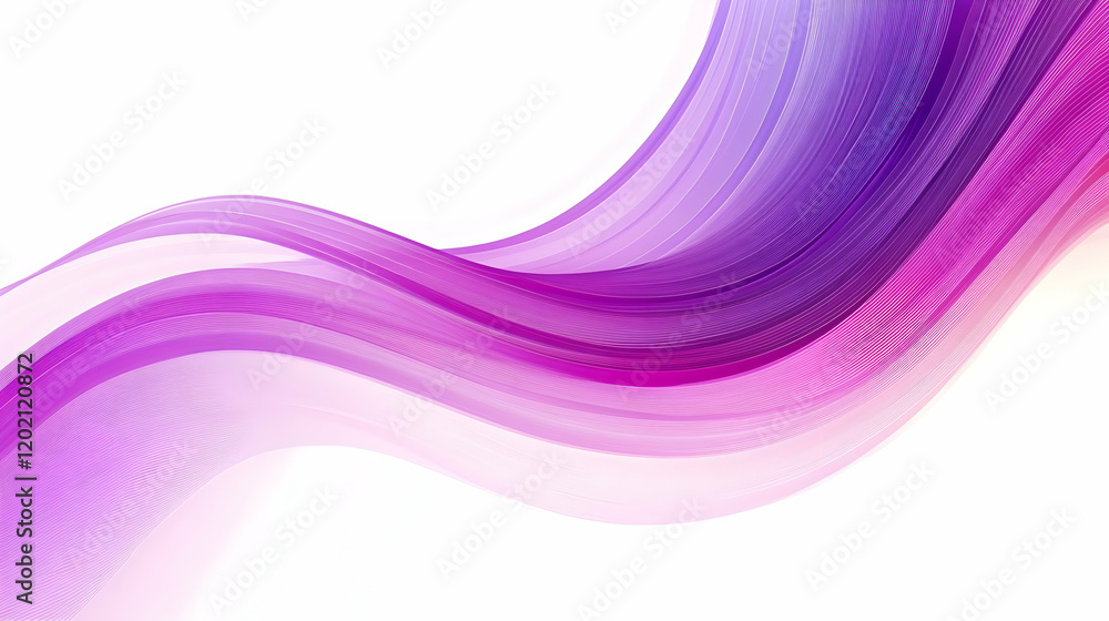 Poster abstract wavy lines in gradient shades of purple and pink forming a smooth flowing composition on a 