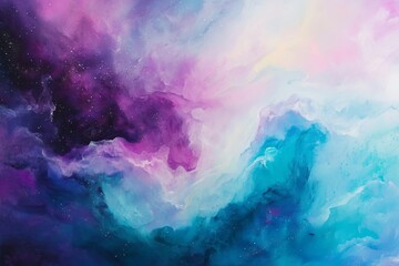 Fototapeta premium Abstract Cosmic Nebula Painting in Vivid Hues