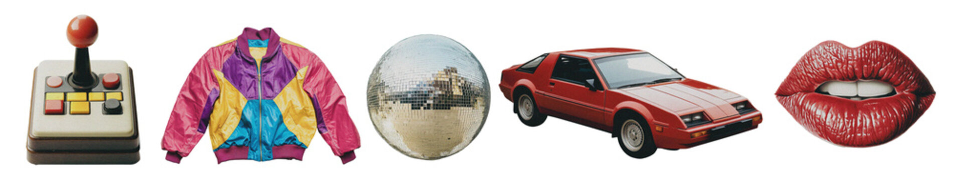 PNG set of 1980s and 1990s vintage design elements. Transparent background