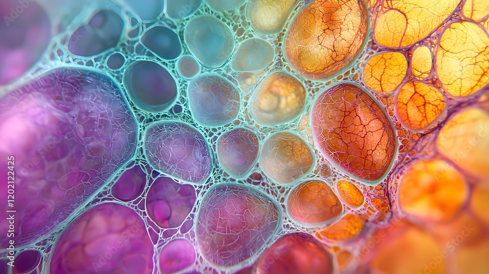 Aufkleber mesmerizing cross sectional view showcasing the intricate and colorful cellular structure and vascul