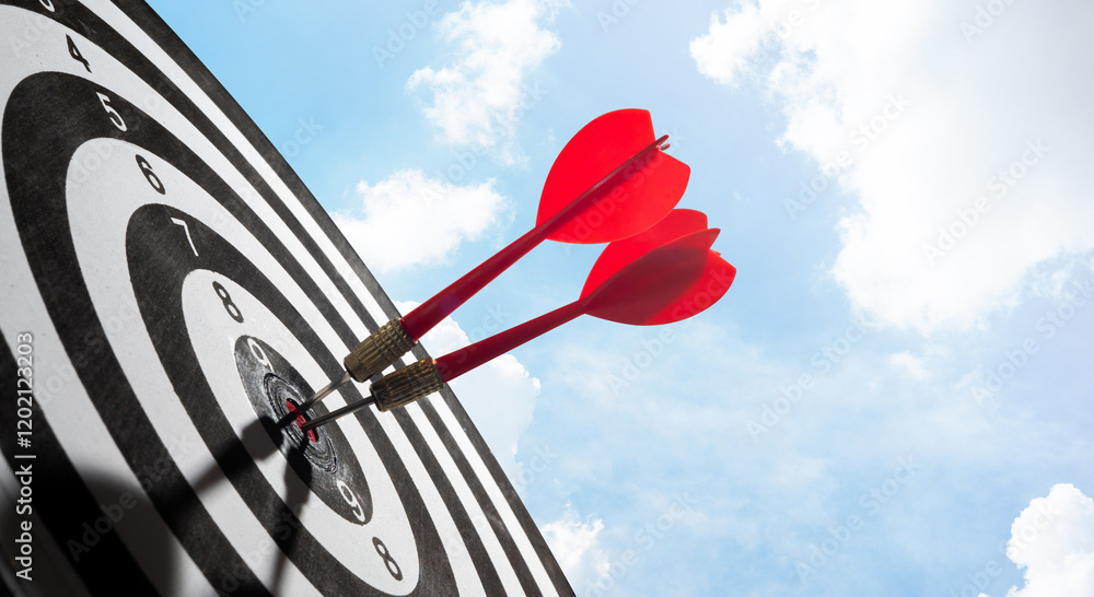 Poster red dart with target copy space background