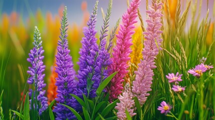 Obraz premium Wildflowers Swaying Gently in the Breeze
