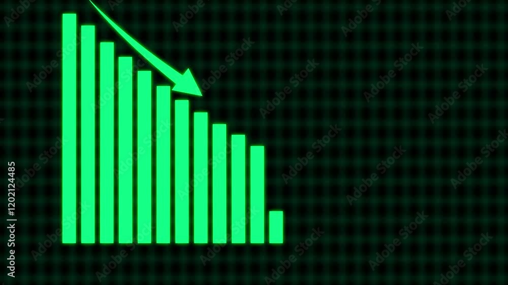 Poster graph going down. decline failure graph, business loss graph. down business graph icon animation on 