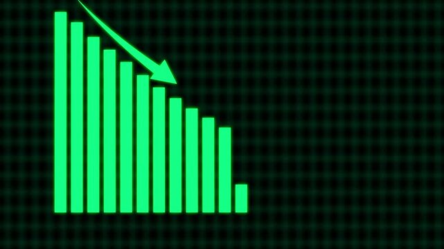 Graph Going down. Decline Failure Graph, Business loss Graph. Down business graph icon animation on background. Bad Economy Recession Graph Chart Chalkboard Style.