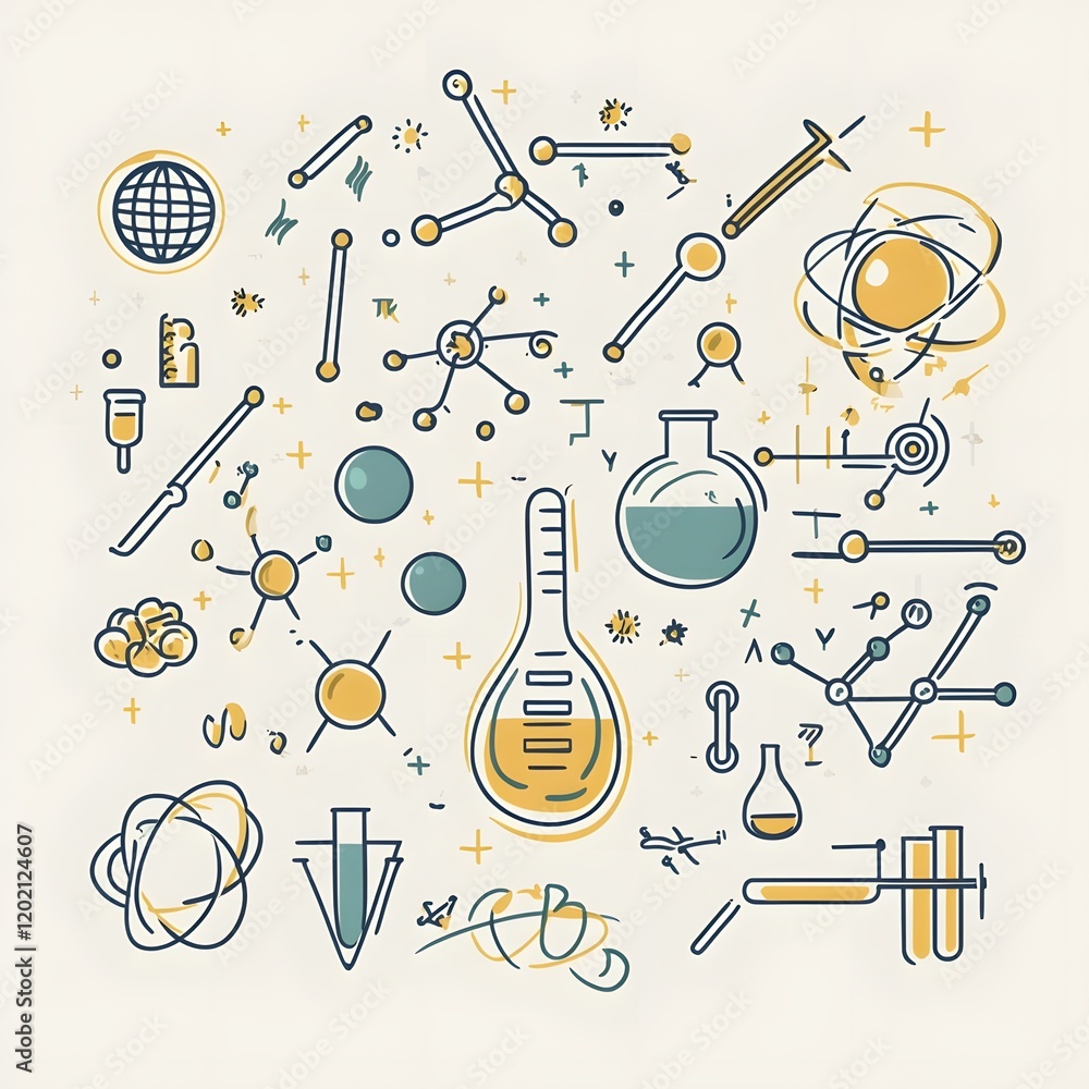 Poster outline style science and technology icons in a minimalist theme perfect for designing modern and cl