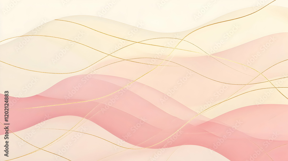 Aufkleber minimalist gradient in pastel tones of pink and cream, overlaid with sharp intersecting lines in gol