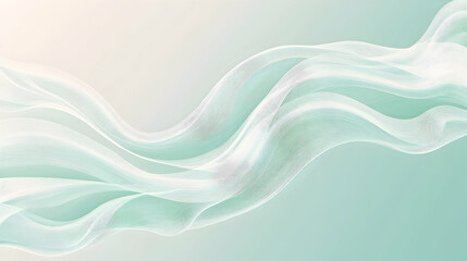 Fototapeta premium Minimalist wave design in soft mint and white, flowing seamlessly across a clean gradient background, serene and modern