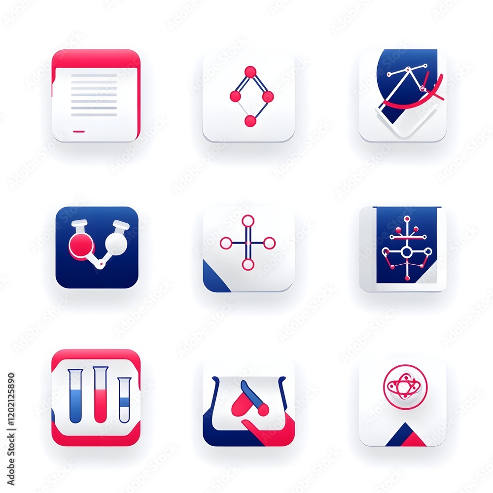Aufkleber sophisticated flat icons designed for science enthusiasts showcasing a collection of lab tools molec