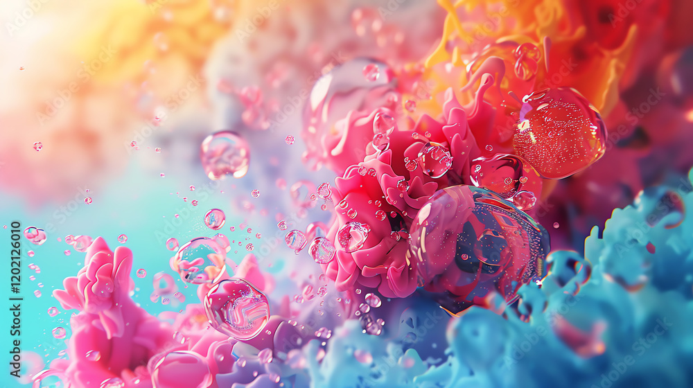 Poster cg 3d rendering with vibrant colors and dynamic composition