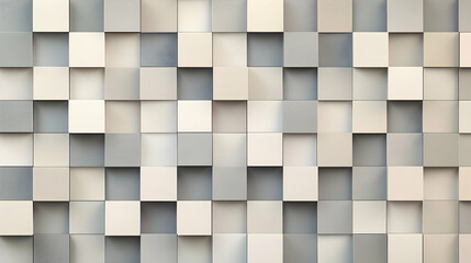 Repeating squares in muted tones of gray and beige forming a clean, balanced grid pattern on a flat background with no additional textures