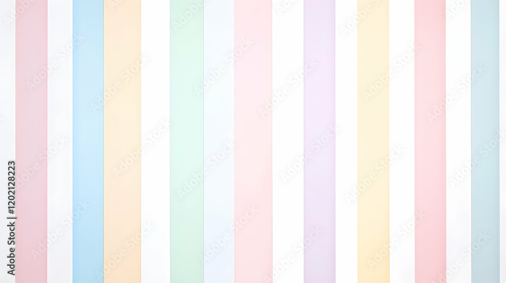 Poster simple vertical lines in alternating pastel colors against a white background forming a clean patter