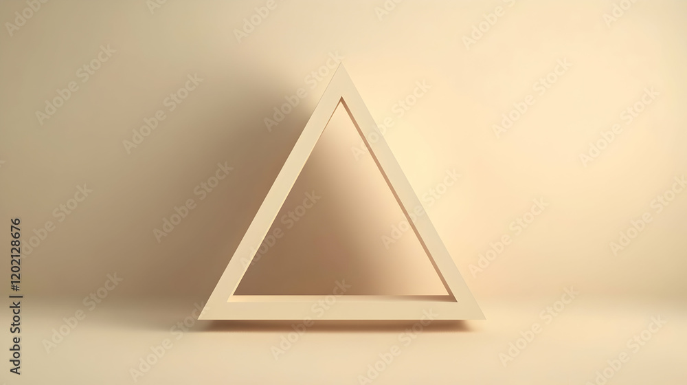 Aufkleber single bold triangle in the center of a flat beige background with clean edges and sharp contrast