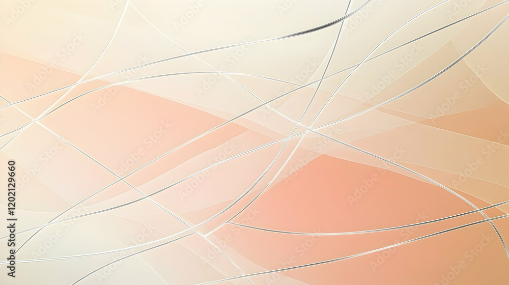 Aufkleber soft warm tones of peach and ivory forming a smooth gradient, overlaid with sharp intersecting silve