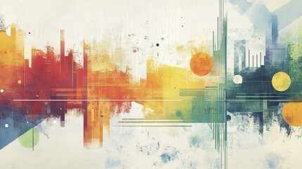 Business analytics flat design side view technology theme watercolor Triadic Color Scheme.