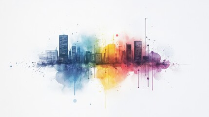 Obraz premium Business analytics flat design side view technology theme watercolor Triadic Color Scheme.