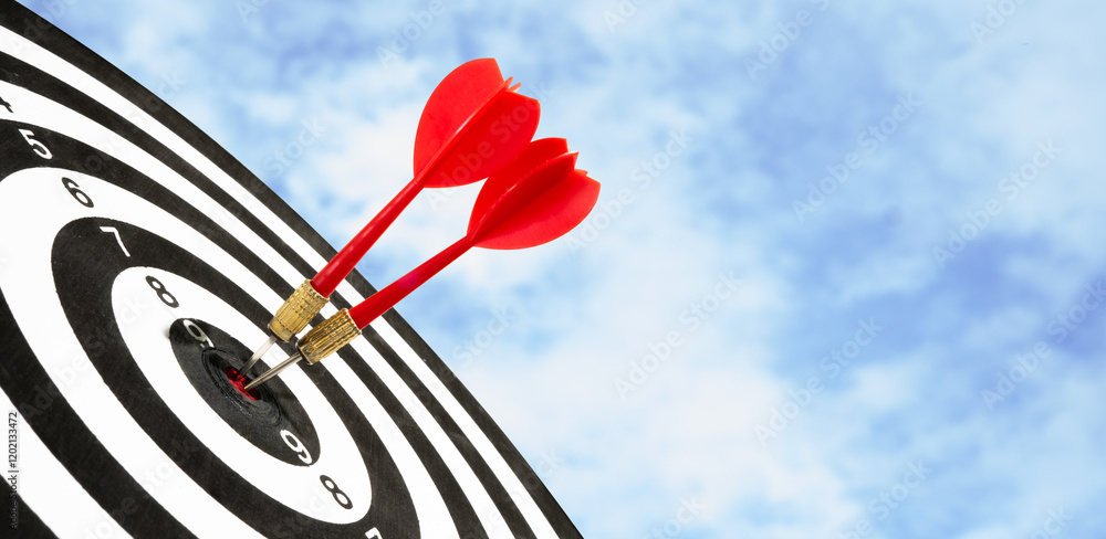 Poster two dart on target copy space background