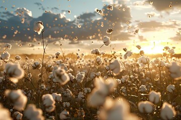 Premium Quality Visual of Cotton Field During Harvesting Season