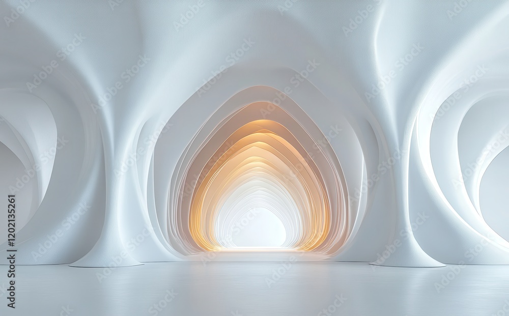 Poster abstract architectural space with smooth curves and soft lighting creating a serene and futuristic a