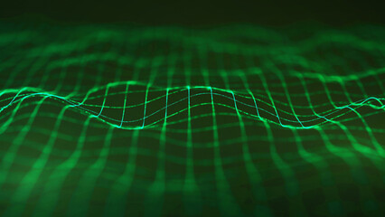 Technology green energy waveform on a dark green representing technological and futuristic background