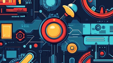 Obraz premium Business strategy flat design top view corporate theme cartoon drawing Complementary Color Scheme.