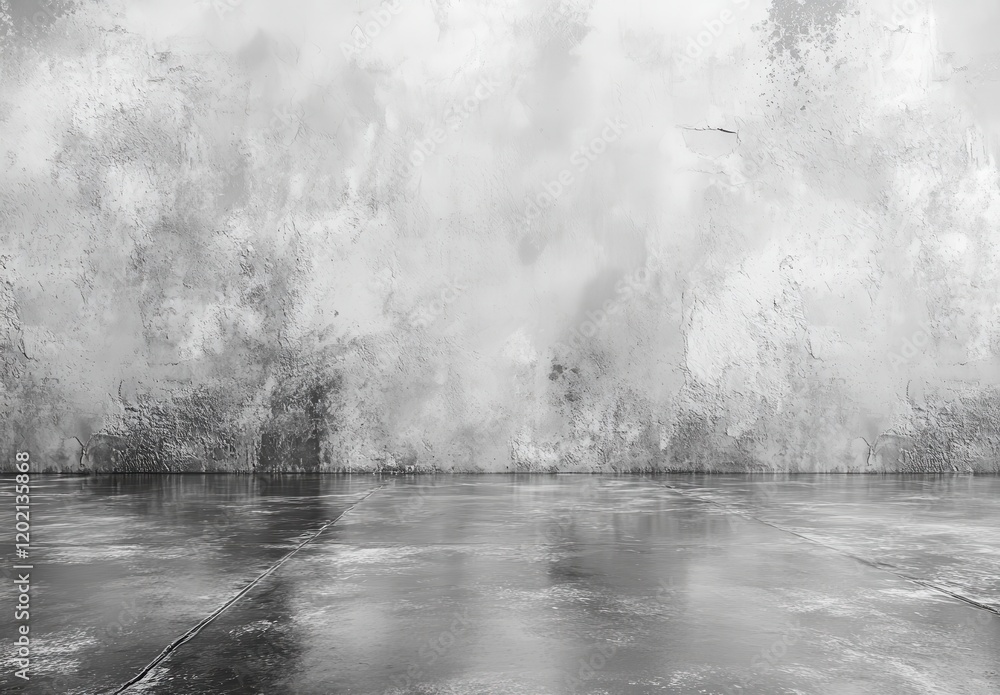 Poster abstract background of a grungy white wall and glossy floor with textured patterns for creative desi