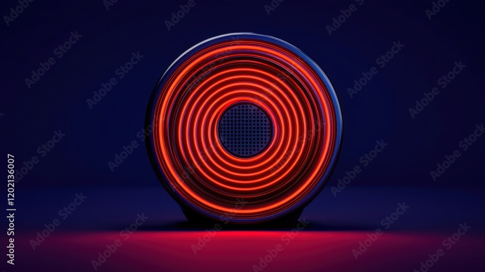 Poster first alert ensures safety with a siren concept. illuminated circular design with red and blue tones