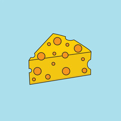Realistic piece of cheese with lines vector. Piece, cheese, realistic, food, vector, line, dairy, hand, product, design, background. Can use for infographic, banner, poster, web design.
